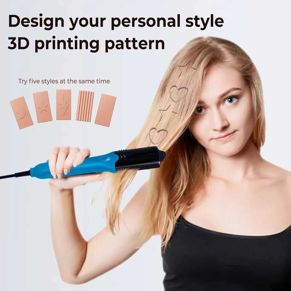 DIY 3D Print Pattern Titanium Plate Hair Straightener Crimping Flat Iron Comes with 5 Different Plates Star Lightning Bolt HeartT251122