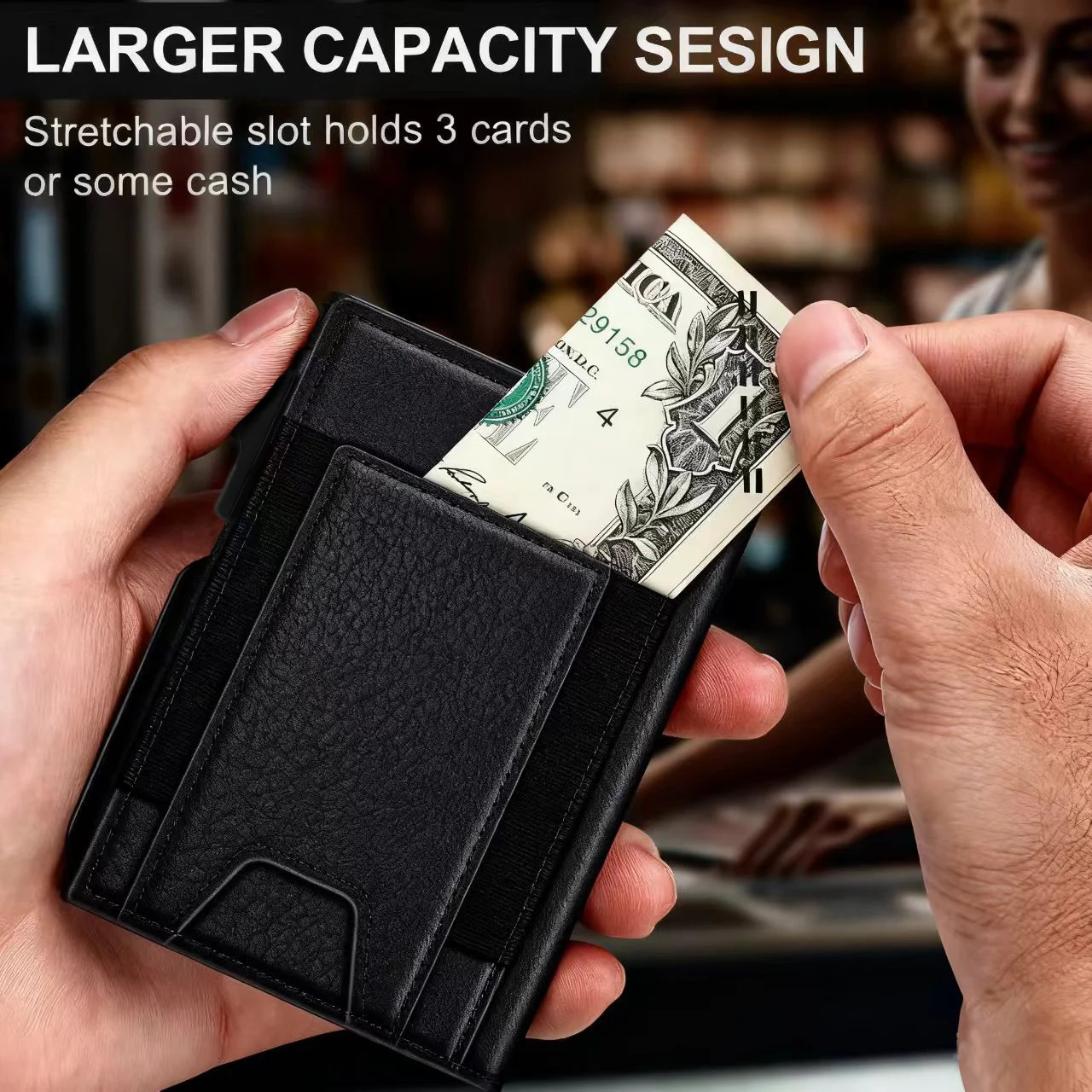 Brown Genuine Leather Wallet for Men Slim Bifold RFID Blocking Wallet with Pop-Up Metal Card Holder Card Sleeves251119 - view 5