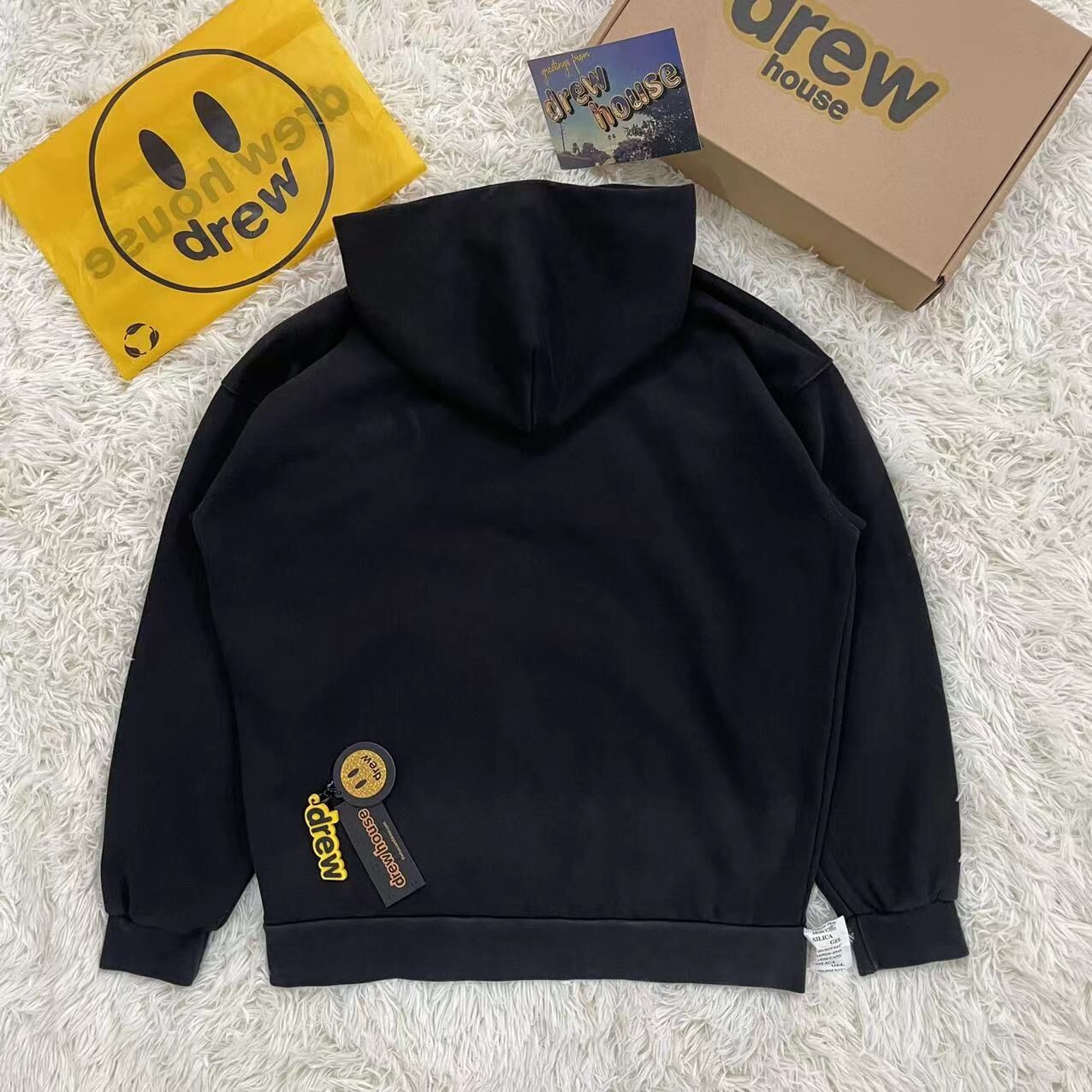 Drew House Drew Smiley High Street Small Letter Embroidered Loose Unisex Hooded Sweatshirt Jacket Fleece Lined Hoodie Trend