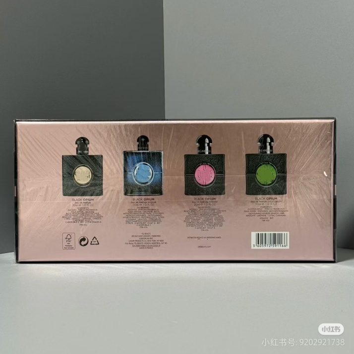 2025 Black Opium Perfume 90ml four-piece set, perfume in Red Sparkle, Women's Perfume, Long-lasting Scent, Ladies, Girls, Women's Perfume Spray, Cologne