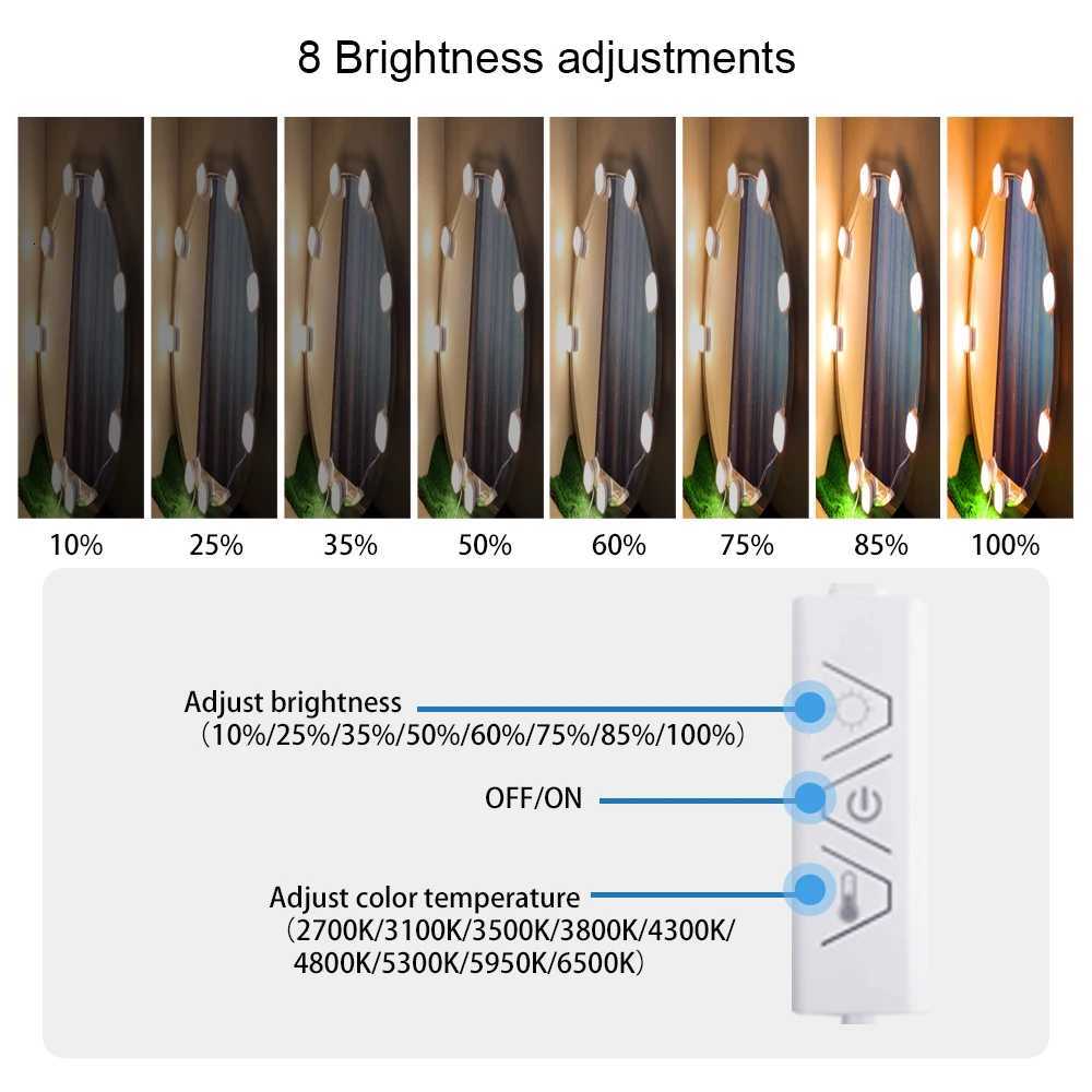 Makeup Mirror LED Vanity Light Bulbs USB 9 Color Temperature Dimming Vanity Lights for Bathroom Dressing Table Mirrors Lighting M251122