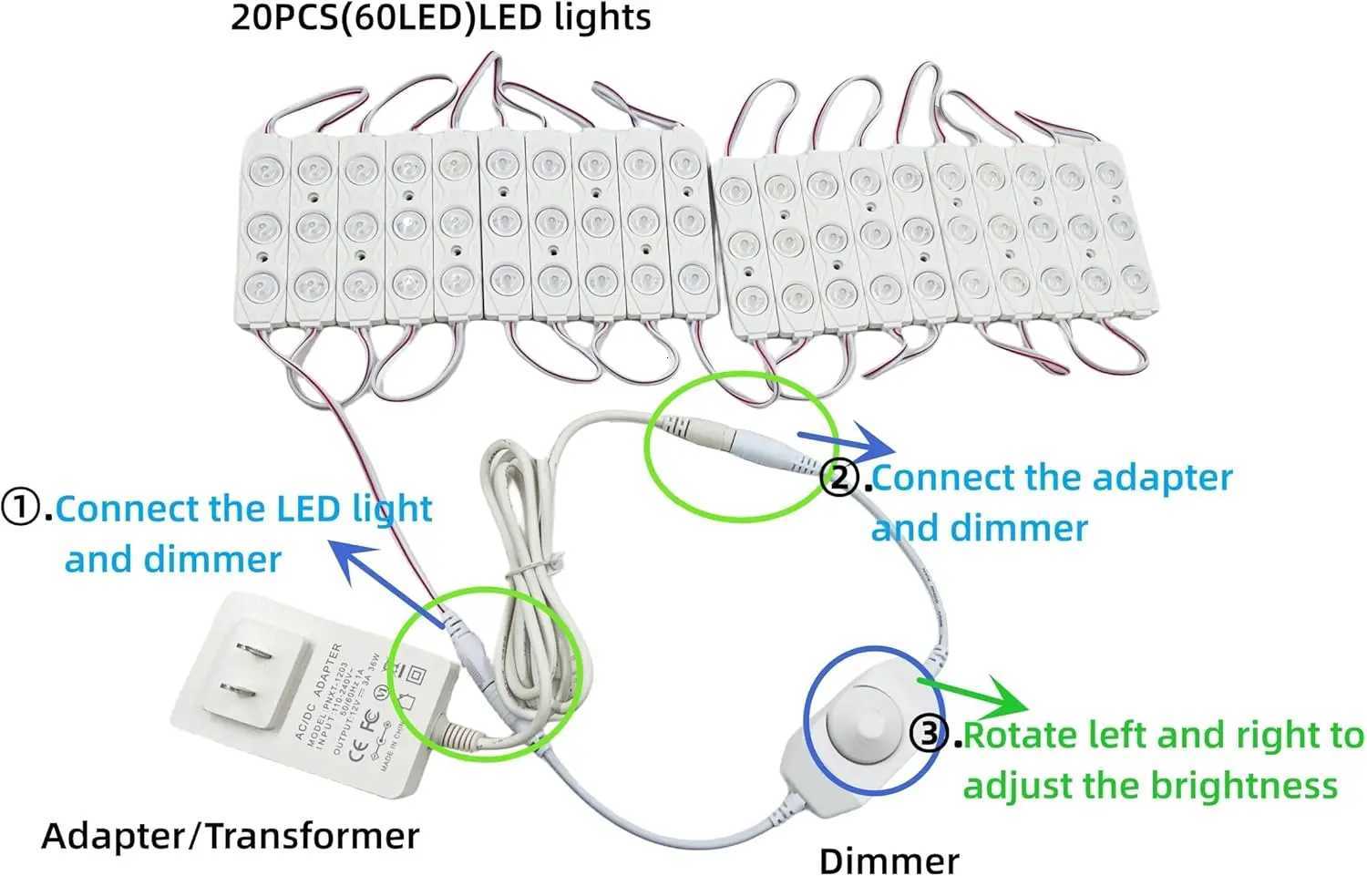 Led Vanity Mirror Lights Make Up Light Kit 60LEDs 12ft Dimmable Mirror Lights for Makeup Table BathroomMirror Not Included M251122