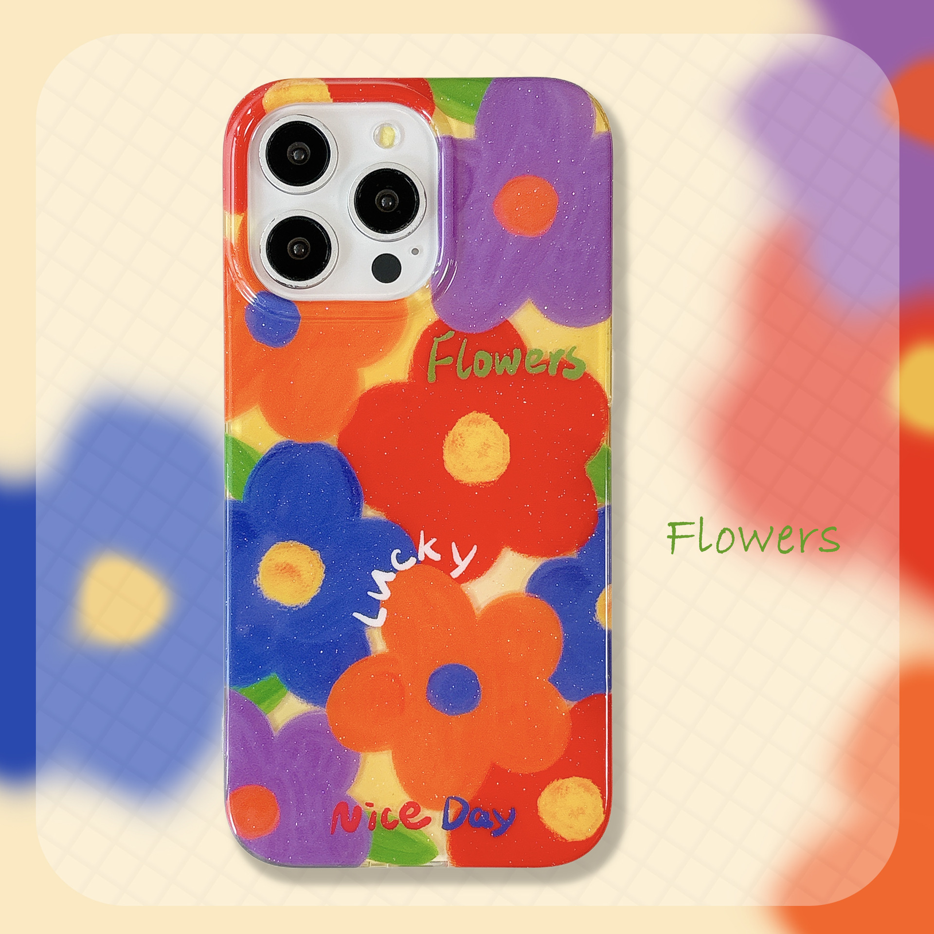 Oil Painting Colorful Flowers Phone Case Compatible iPhone 16/15 Pro Max Stand Full Coverage Protective Case for Women