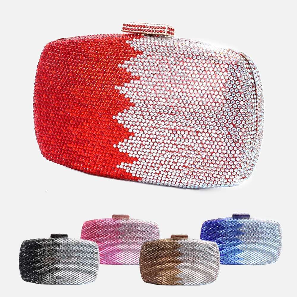Latest Design Elegant Women purse Wedding Banquet Gift Crystal Clutch Multicolor Dia Gradient Dinner Bag designer bag women bag