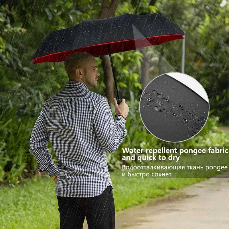 Windproof Double Layer Resistant Umbrella Fully Automatic Rain Men Women 10K Strong Luxury Business Male Large Umbrellas ParasolM251122