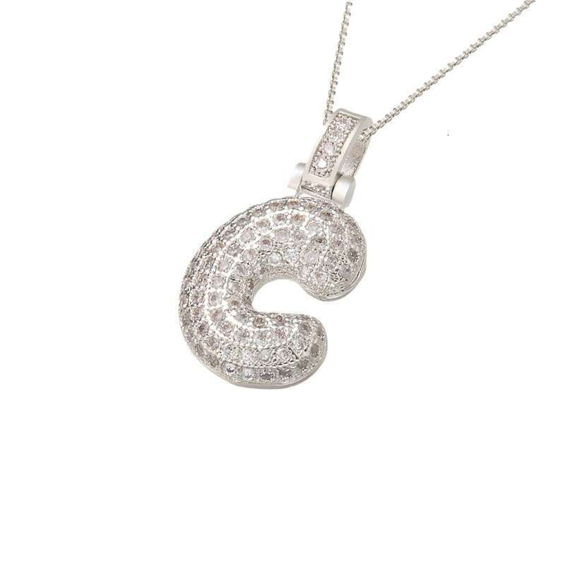 Hot selling collarbone chain copper inlaid zircon 26 English letters fat pendant hip-hop trendy necklace