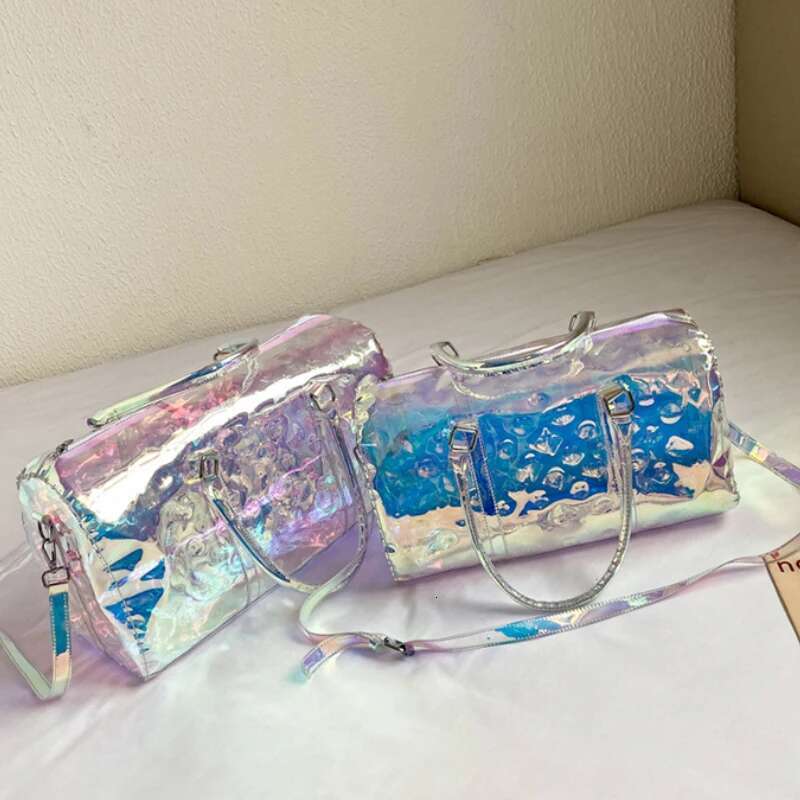 Fashion Colorful Transparent Jelly Laser Shoulder Women Handbag Waterproof Large Capacity Storage Travel Bag