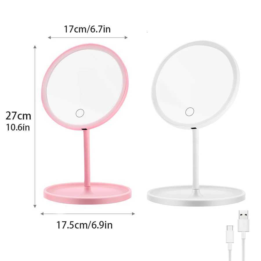 Foldable Portable LED Makeup Mirror 3 Lighting Modes Touch Dimmable Table Lamp USB Recharge Fill Light Mirror Light with Tray M251122