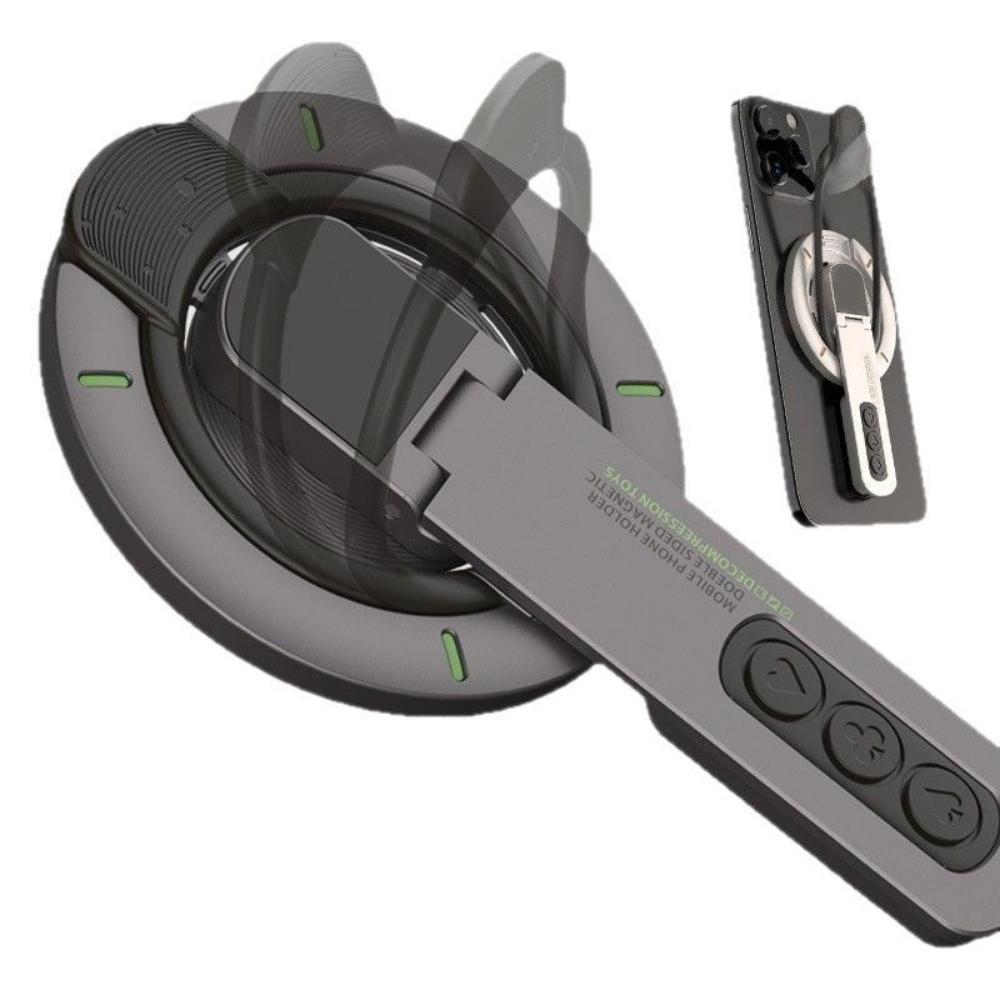 Creative new magnetic ring decompression rotary press mobile phone holder, night light magnetic force large anti-suction stable bracket
