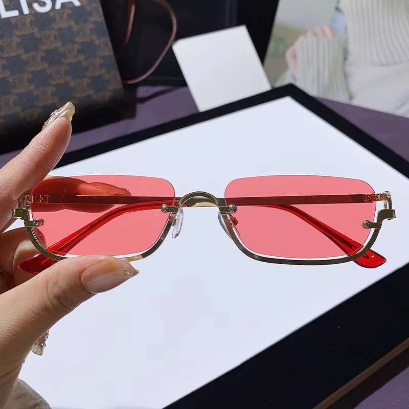 Square Female Trend Half Frame Y2K Metal Sunglasses Women Men 2025 Fashion Sun Unique Glasses