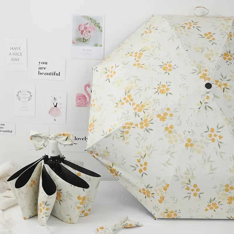 Automatic Umbrella Beautiful Flower Oil Painting Pattern Travel Portable Folding Umbrella Sunshade Rain Windproof UmbrellaM251122