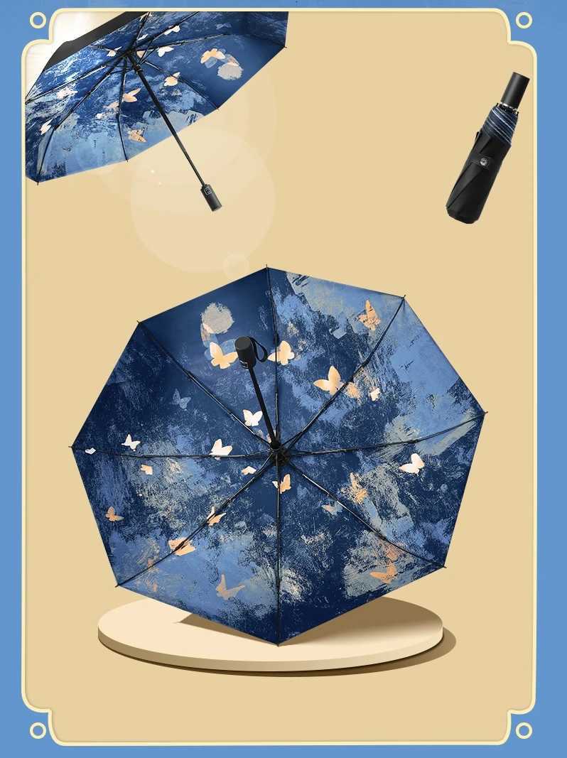 Butterfly Sun Umbrella Sun Protection UV Protection Womens Vinyl Rain or Shine High-end Fully Automatic UmbrellaM251122