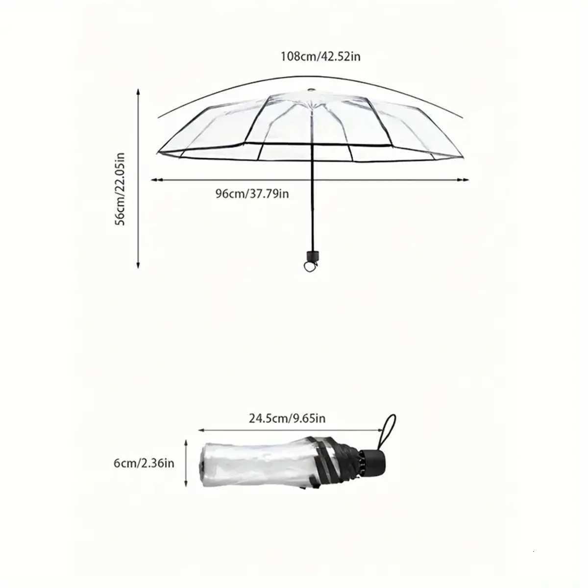 New Net Red Thickened Fashion Transparent Men and Women Universal Manual Portable Folding Umbrella Home Essential UmbrellaM251122