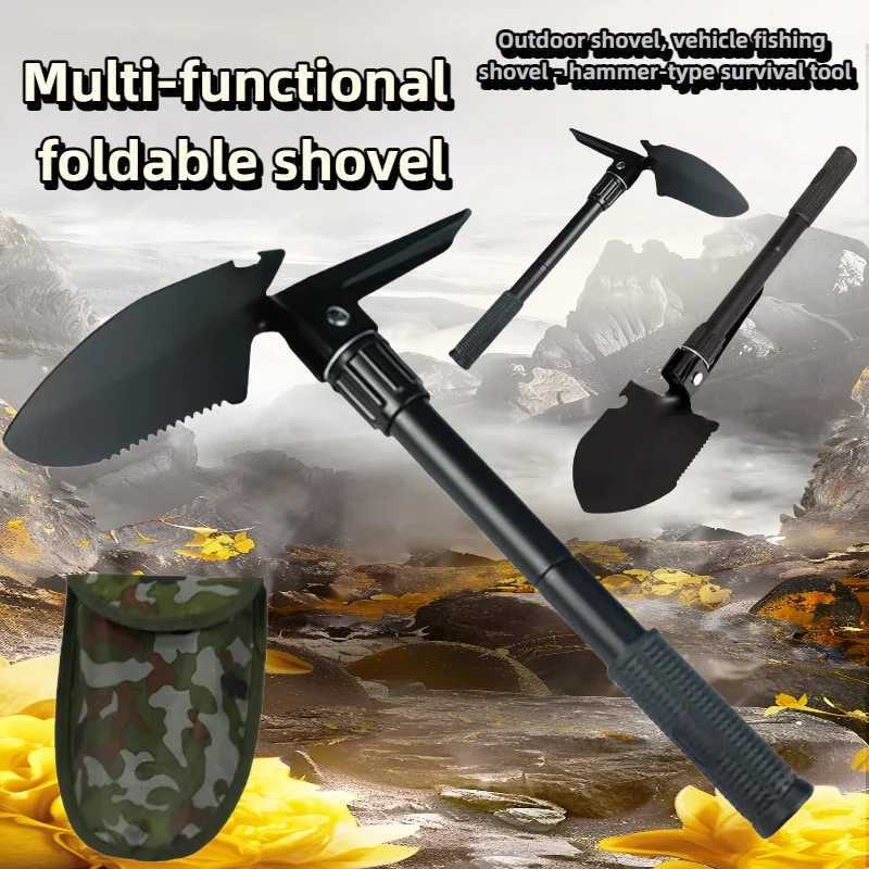 Multifunctional folding shovel snow scraping military survival telescope spades for hiking backpacking outdoor adventure J251121