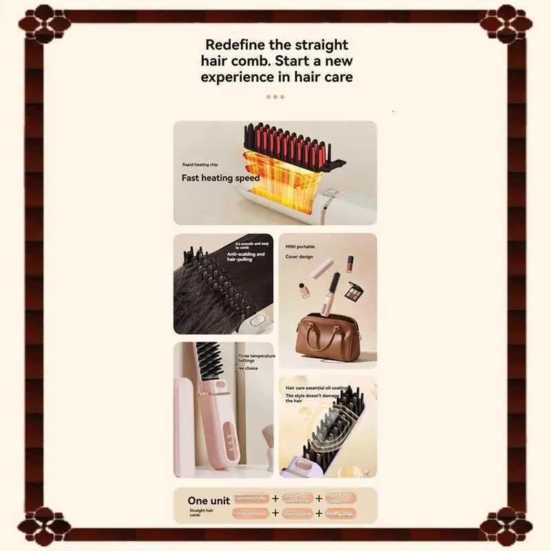 24-Hour Delivery Mini Negative Hot Comb Cordless Portable Straightening Brush Hair Straightener For WomenT251122