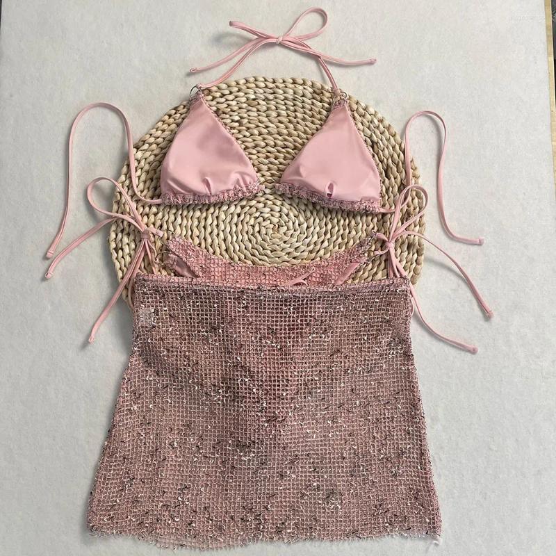 Women's Swimwear SERENECHIC 2025 3-Piece Bikini Set Shiny Swimsuit With Skirt Cover-Up Adjustable Bathing Suit Summer Vacation Beachwear