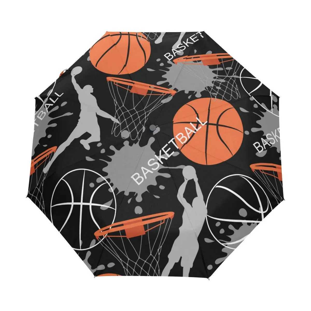 Basketball Sport Windproof Travel Umbrellas Ball Game Folding Rain Sun Umbrella Compact Lightweight for Teens Adults Men BoysM251122