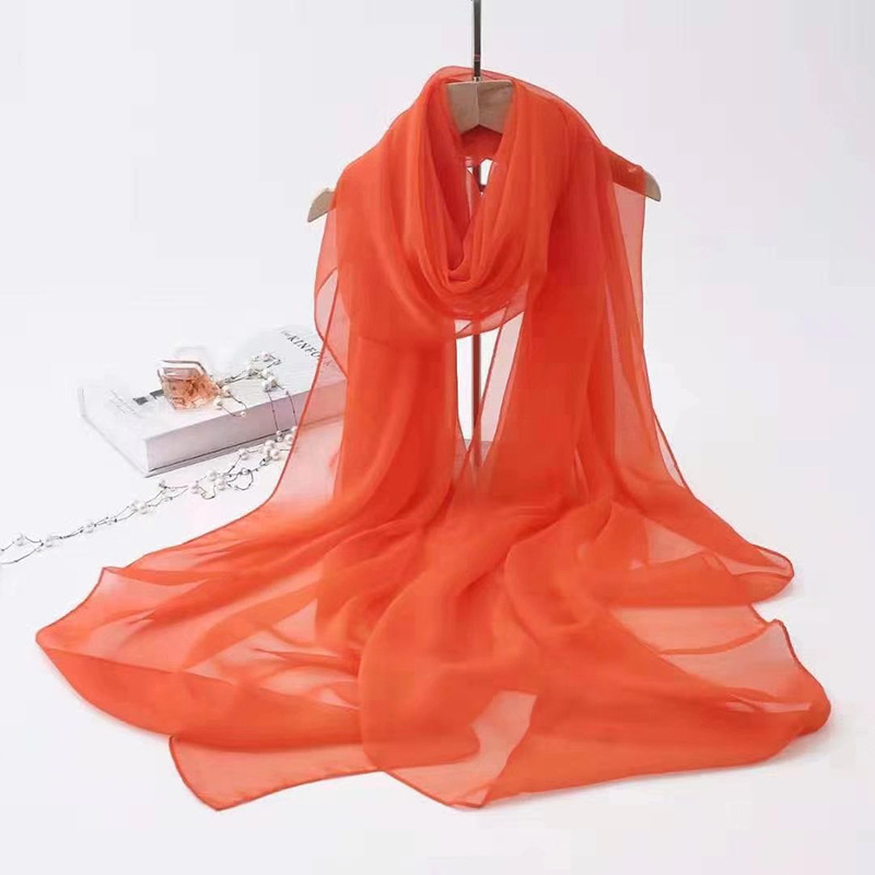 K473 Travel silk scarf for women, spring and summer, soft yarn beach towel, sunscreen shawl, thin yarn scarf, solid color, long dual-purpose scarf