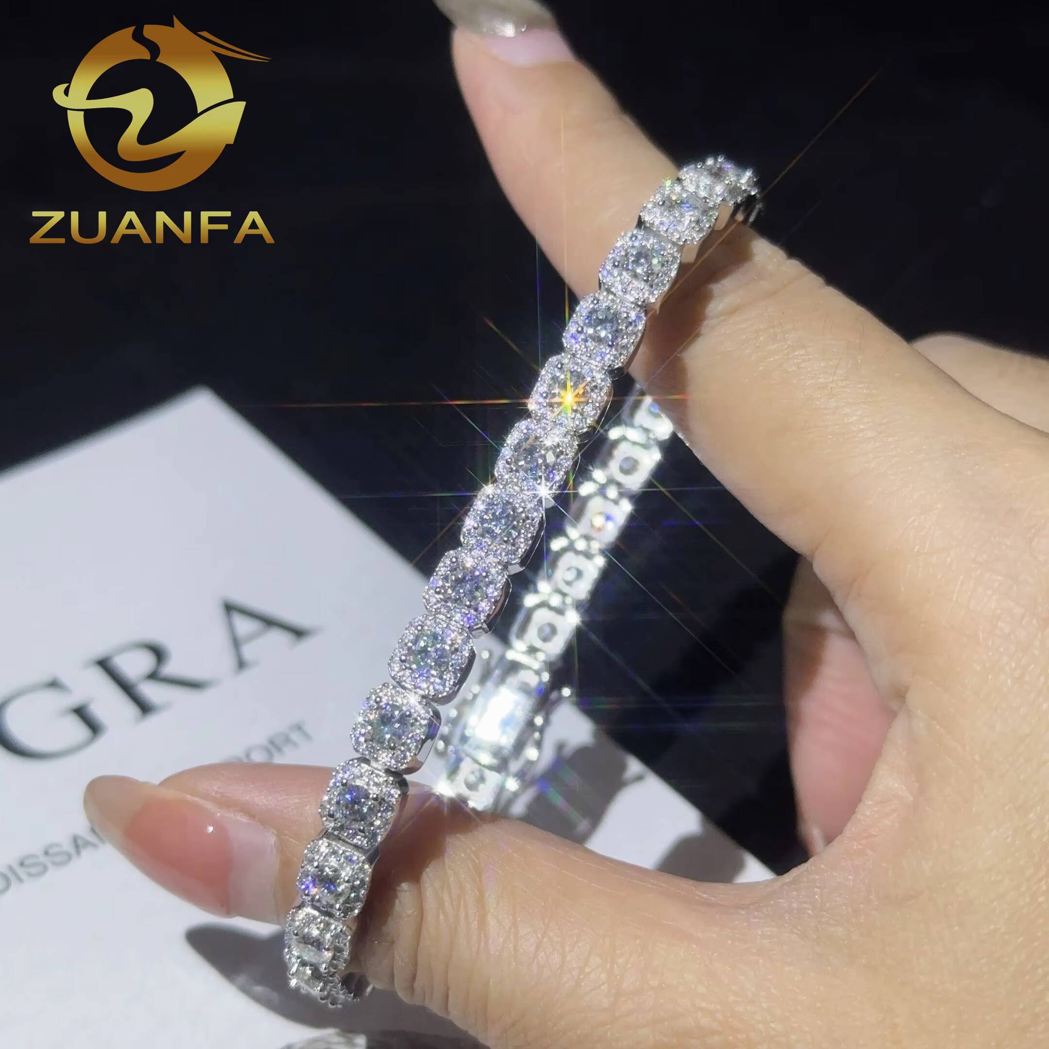 10mm Hip Hop Jewelry Iced Out Moissanite Cuban Bracelet 925 Silver Moissanite Cuban Link Bracelet Rapper Jewelry