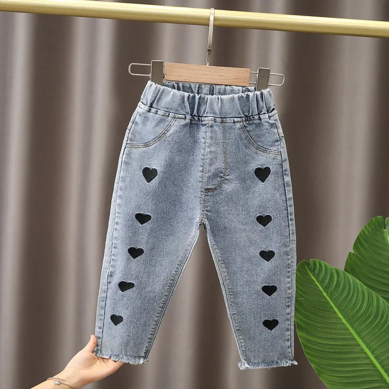 Childrens jeans pants spring autumn childrens casual loose Trouser girls baby clothing 250414z