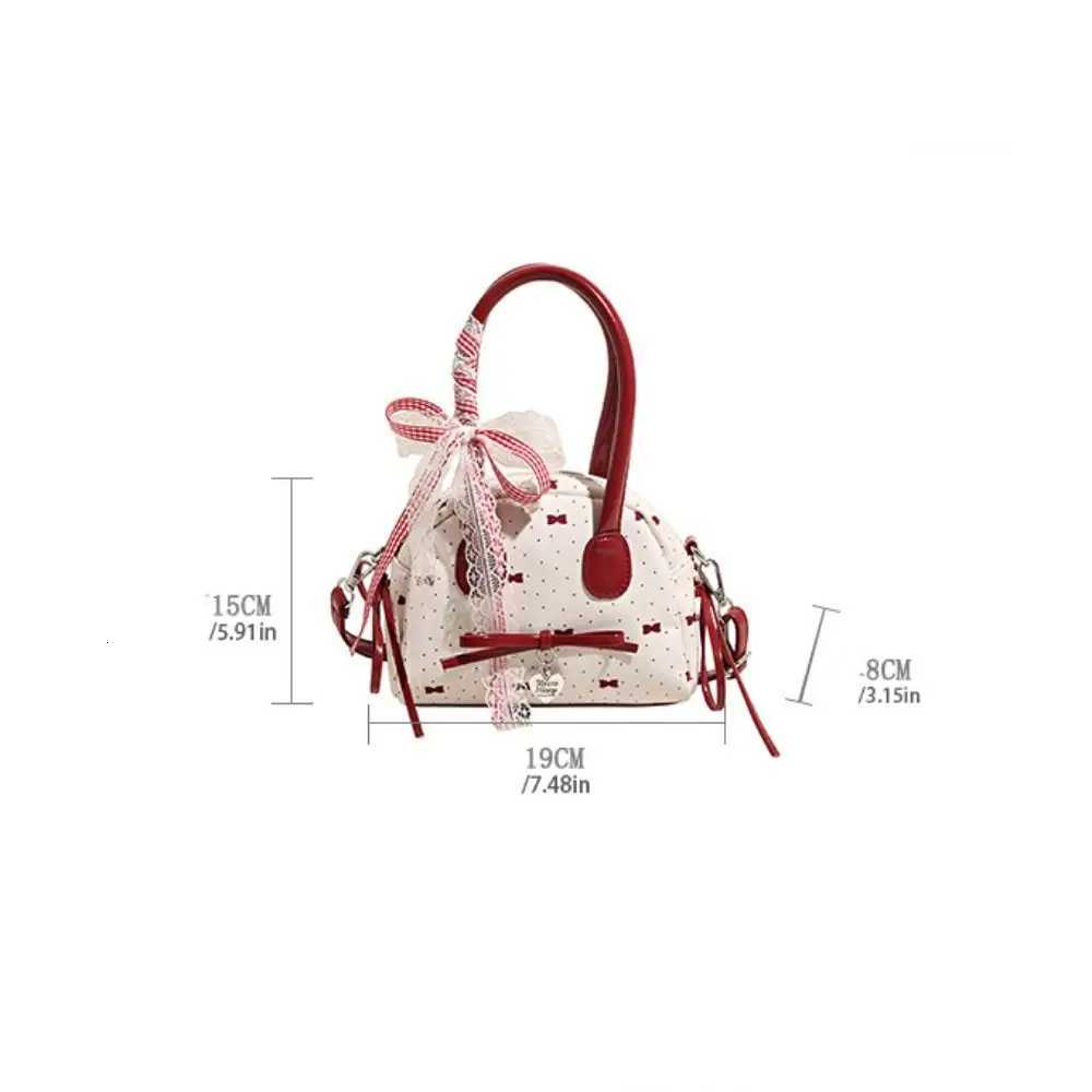 Fashion French Style Bow Ribbons Bowling Bag Elegant Large Capacity Boston Shoulder Bag Casual PU Leather Women Handbags WomenT251122