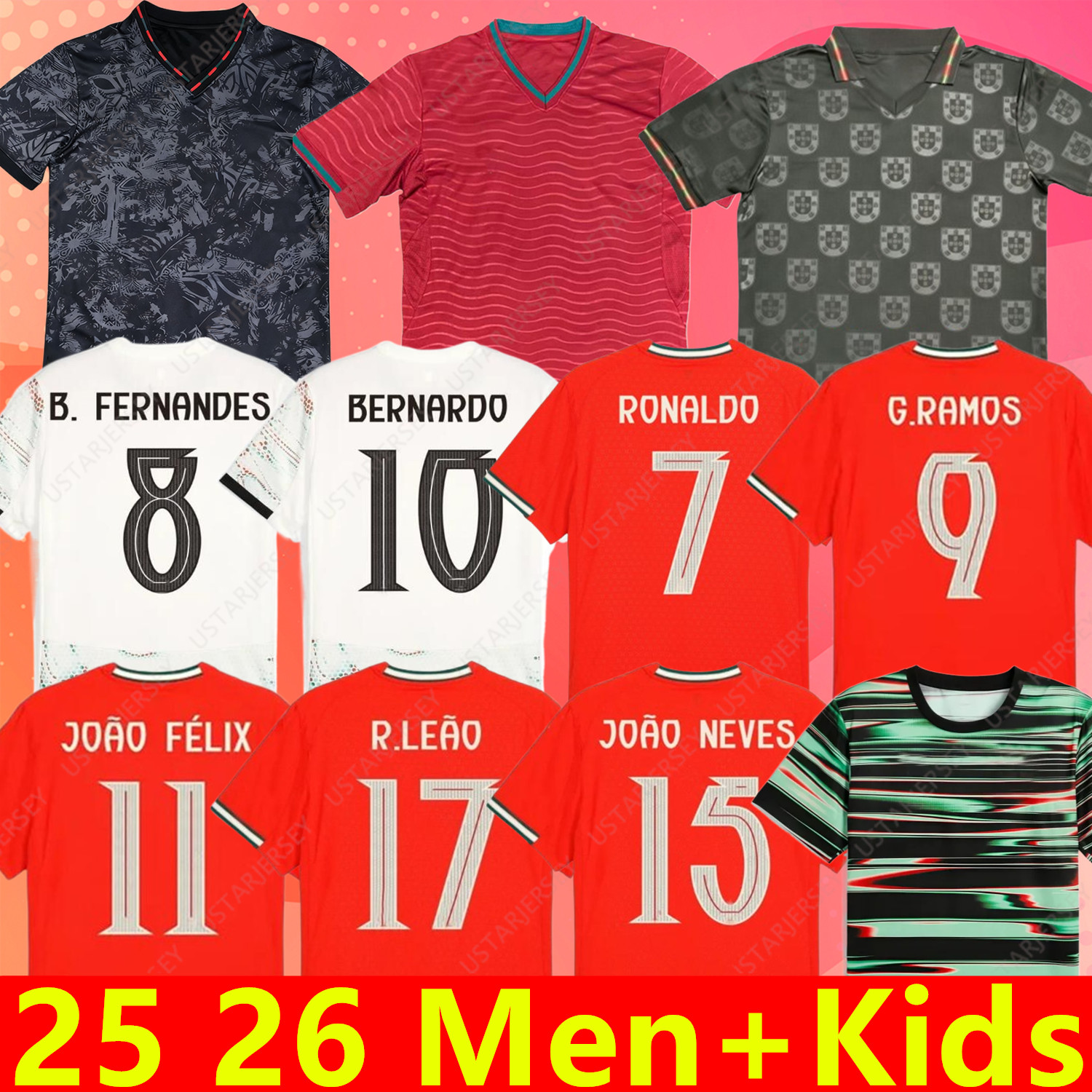 2025 2026 Portugal soccer Jerseys Portuguesa RONALDO Jerseys JOAO FELIX BERNARDO B. FERNANDES PEPE 25 26 RUBEN Portugal football shirt Team Men Kids kit national team