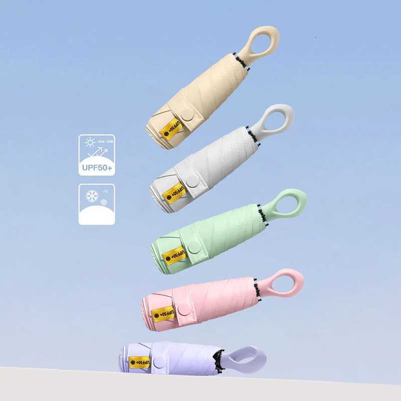 Portable Fold Umbrella with Heart Handle UPF50 Sun Protection Rainproof Compact Travel Umbrella for Women All-WeatherM251122