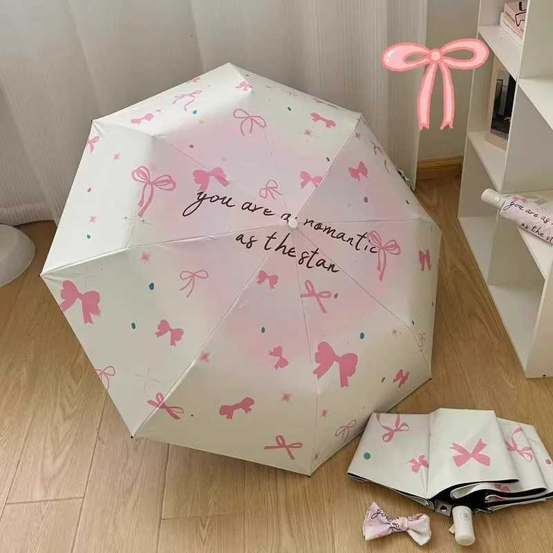 Gradient Love Ins Wind Automatic Umbrella Sun Rain Dual-purpose Sunshade Sun Protection UV Anti-Volk Nickel Umbrella FoldingM251122