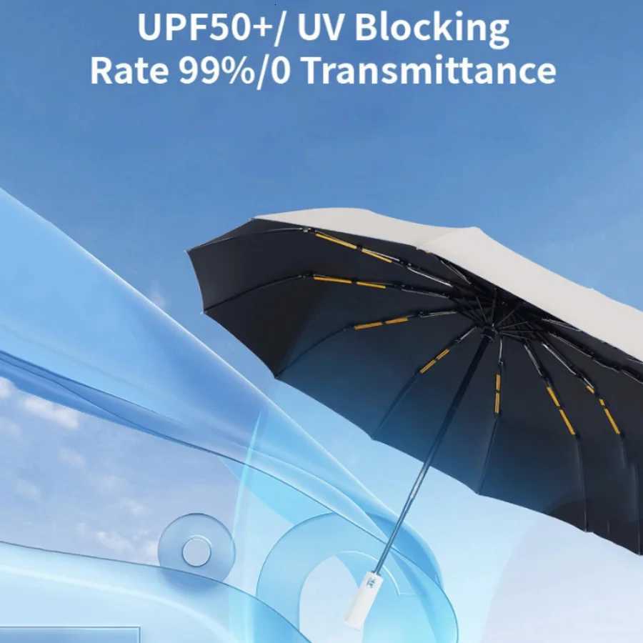 24-Bone Reinforced Auto Folding Umbrella - WindproofUV ProtectionLuxury BusinessUnisexPortable Auto Open/Close for Rain SunM251122