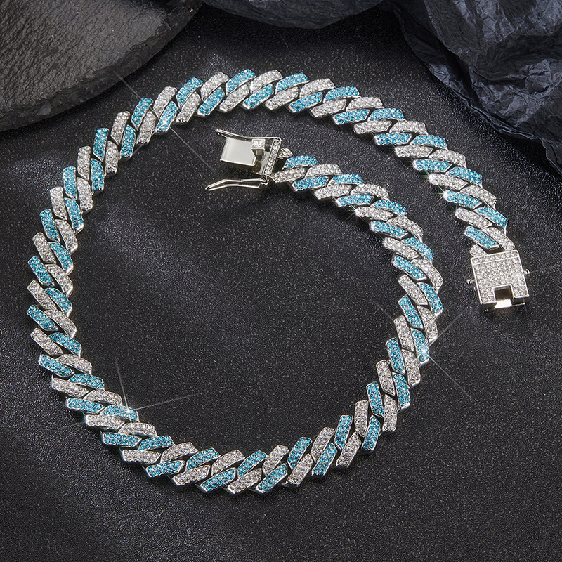 Hip-hop style rhombus Cuban chain necklace with diamonds zinc alloy 14mm moissanite chain designer necklace diamond chain luxury jewelry women mens ne - view 6