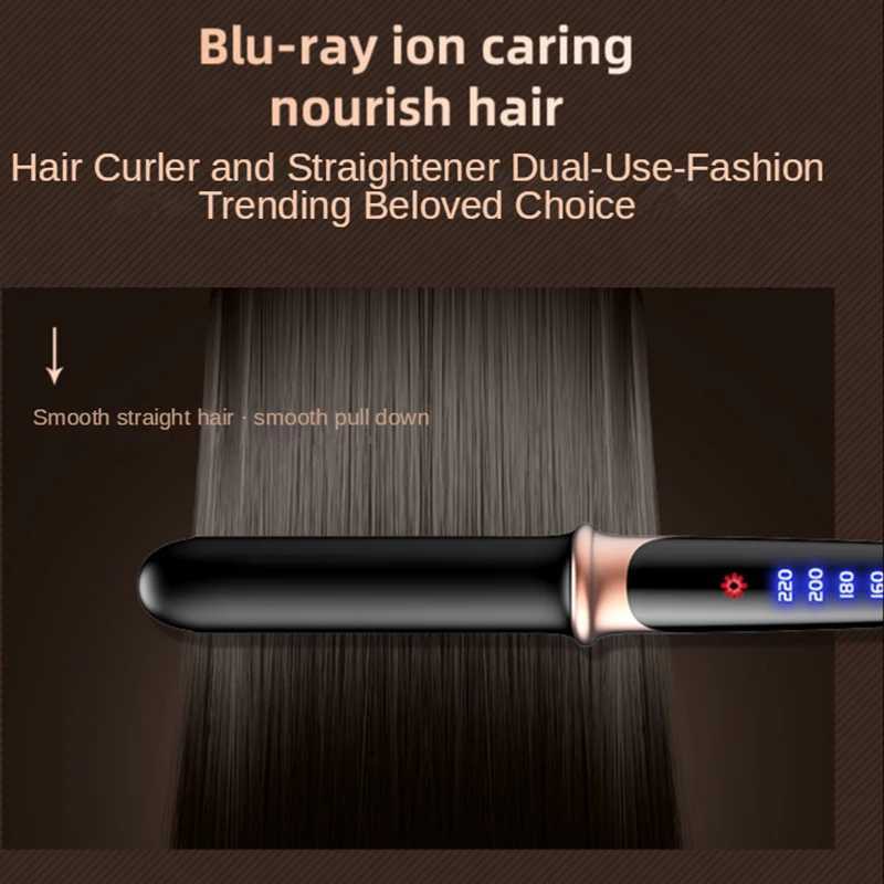 Portable 2-in-1 LCD Display Ceramic Plate Hair Straightener Iron Electric Hair Brush for Household UseT251122