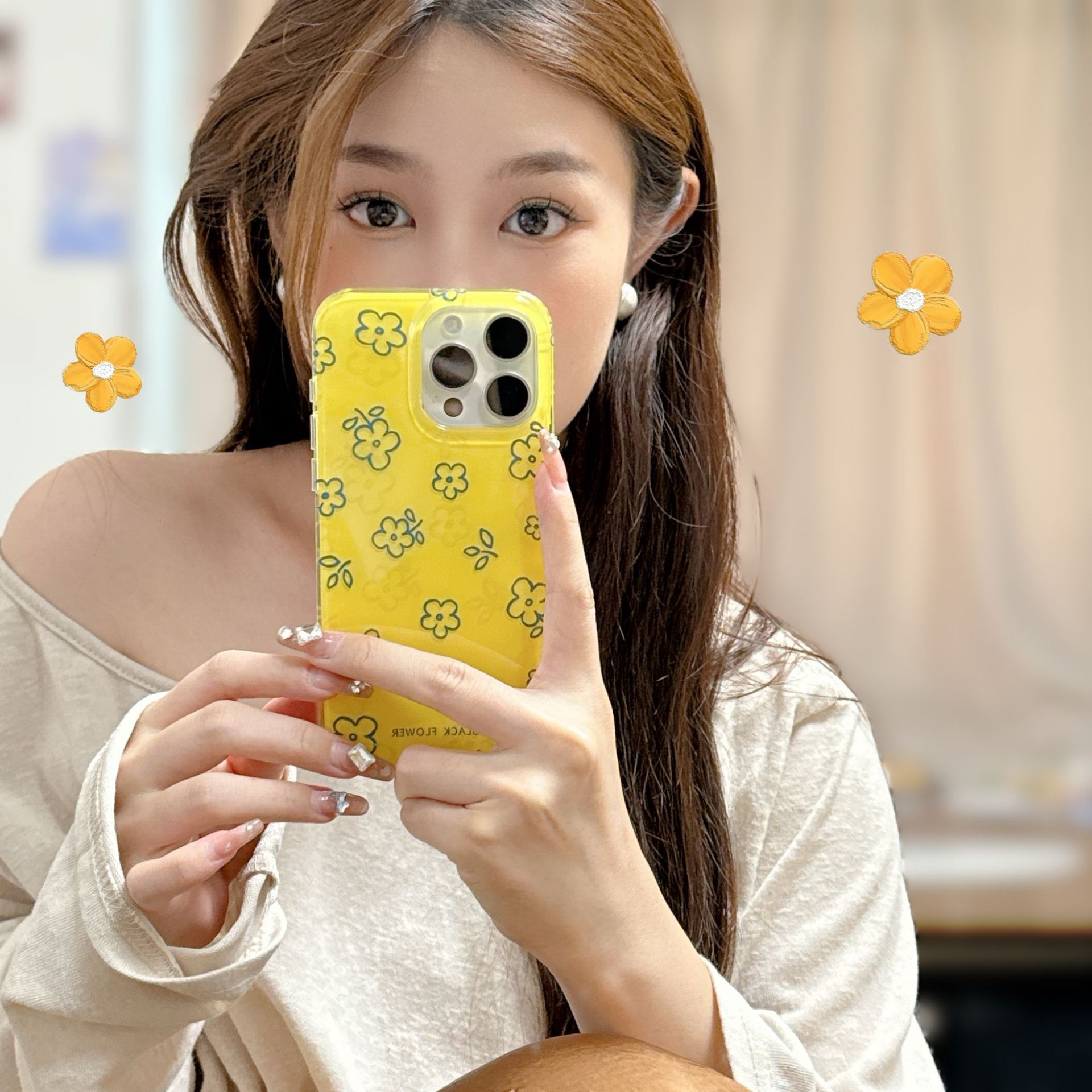 Minimalist Flower Phone Case Compatible iPhone 17/16 Pro Max Shockproof Protective Case iPhone 15/14/13 Pro