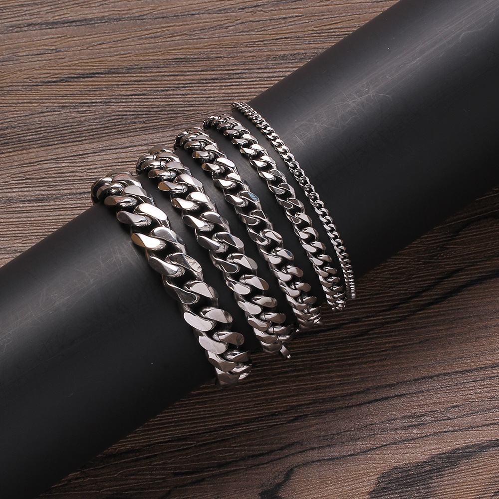 Gold Cuban Link Chain Men Bracelet Classic Stainless Steel Hip Hop Jewelry Chain Bracelet For Men Women Jewelry Gift 3/5/7/9/11mm