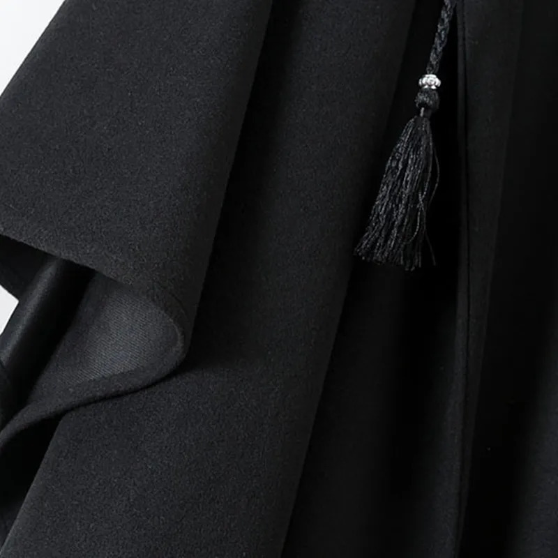 2025 Autumn Winter Irregular n Oversize Wool Coat Hooded Cloak Women Vintage Casual Woolen Cape 251112