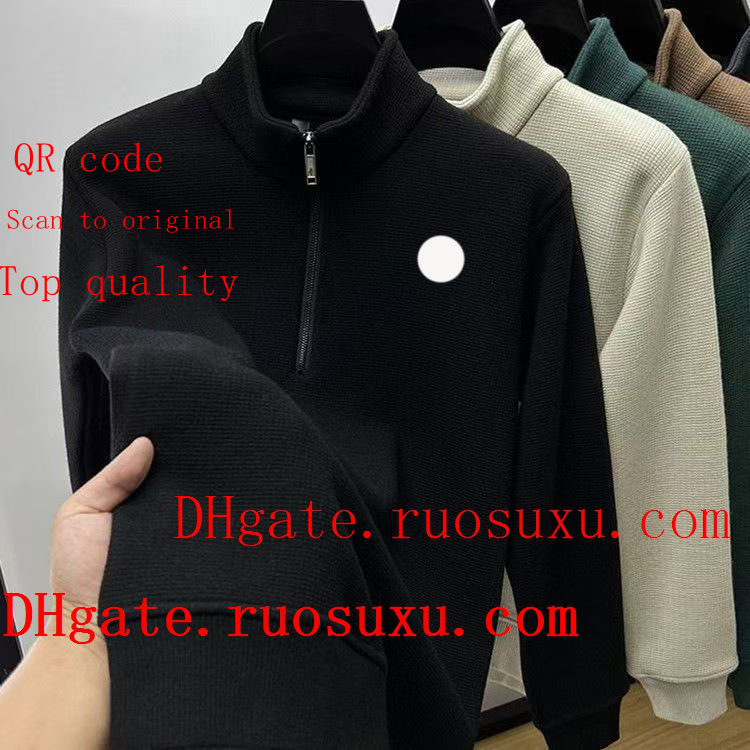 Designer Mens sweater Scan QR Code men quarter zip french sweaters Stand Collar Slim fit pullover uomo half zipper luxury Male Hoodies Jacket Sportswear Sweatshirts