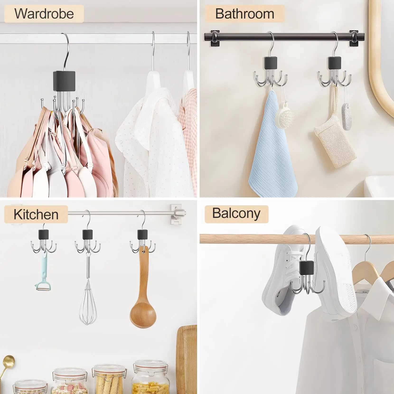 Rotating Wooden Metal Belt Hanger Multi-Functional Closet Organizer for Belts Bras Ties and Scarves with Stainless Steel C251117