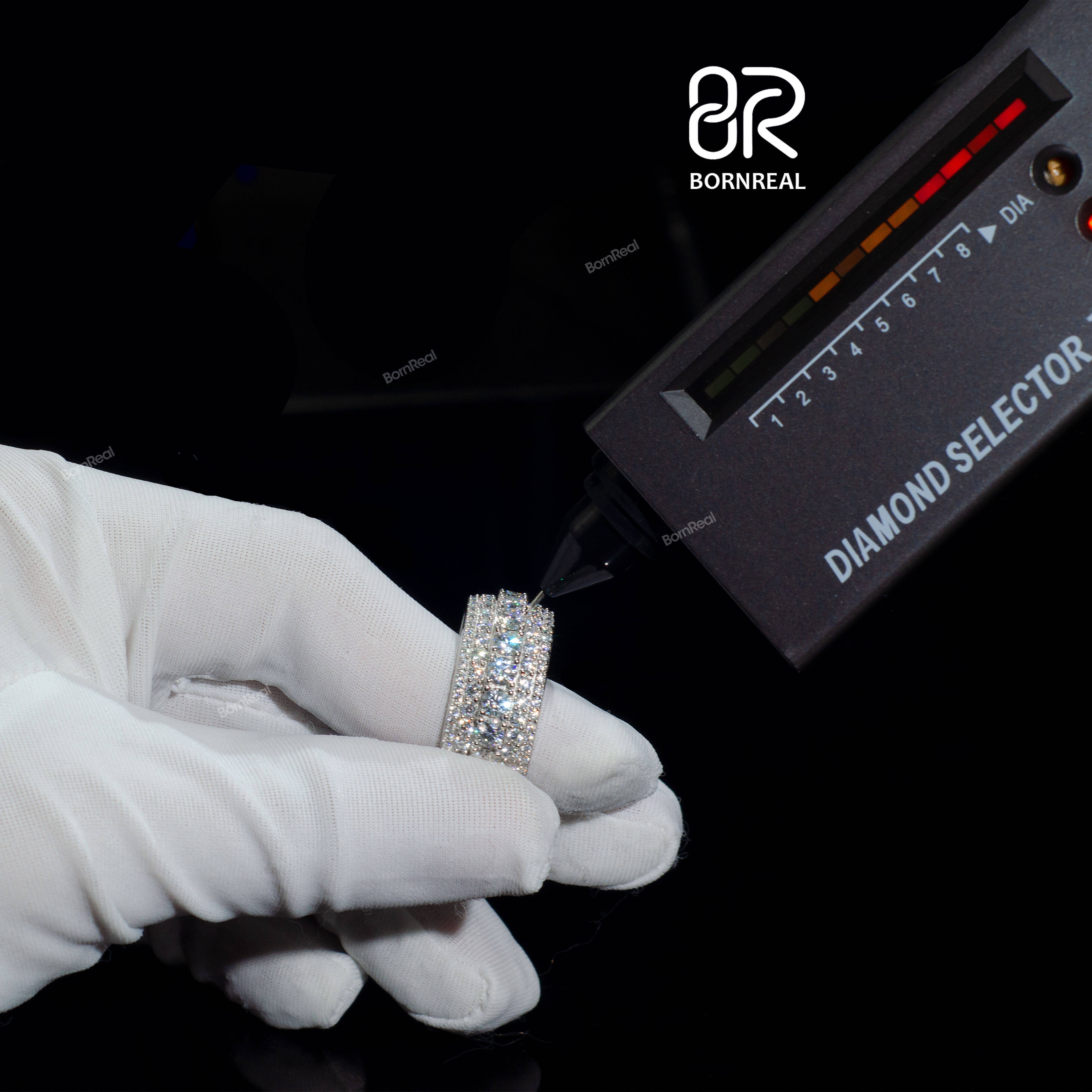 Custom 925 Silver Hip Hop Ring GRA Certified Iced Out Round Brilliant Cut Vvs Moissanite Fancy Jewelry Rings for Men Women