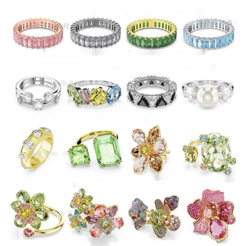 Swan Ring Woman Jewelry Designer Swarovksily Ring for Woman New Flower Ring for Women Crystal and Precious Stone Elements