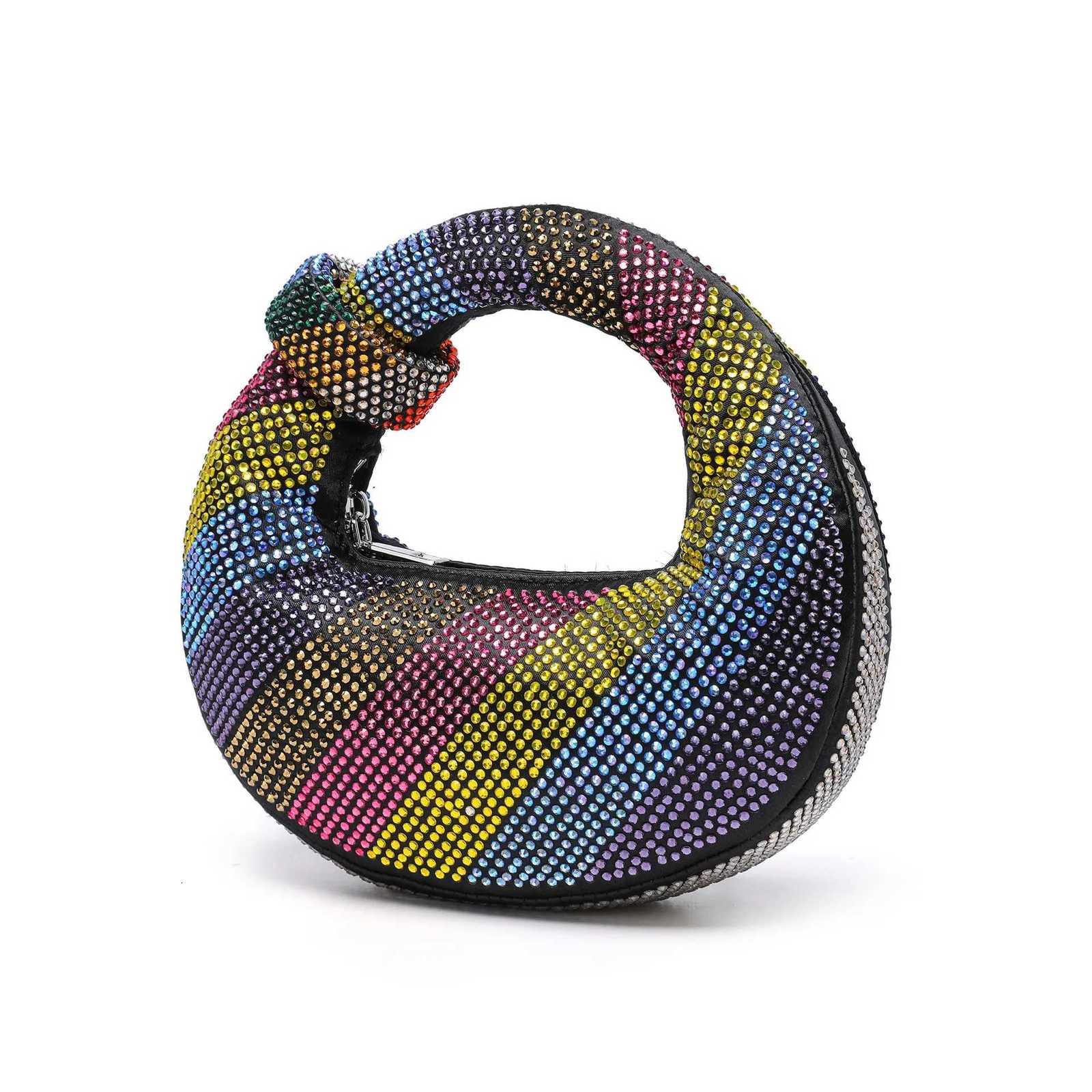 Women Rhinestone Evening Bags For Women Rainbow Top Handle Bag Diamond Handbags Purses Shiny Disc Chain Strap Wrist Shoulder Bag K251121