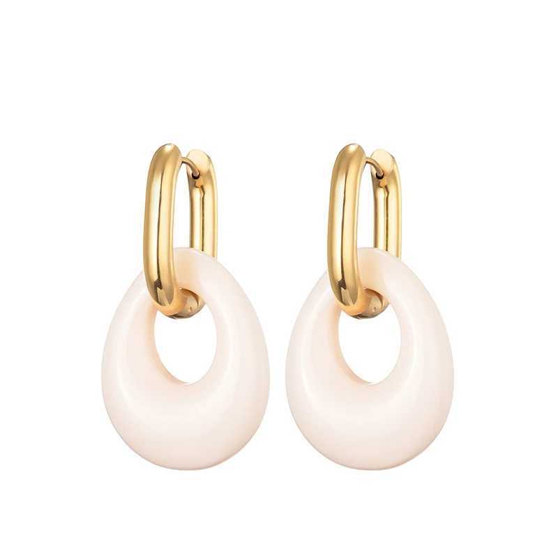 New hollow oval resin acrylic candy color pendant earrings suitable for women gold stainless steel ear buckles womens jewelryXJ250421