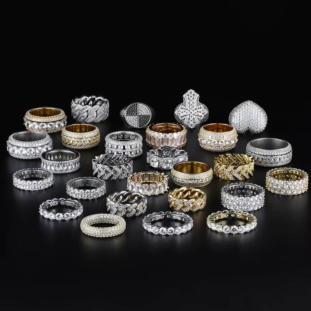 Hot Selling Fine Jewelry 18k Gold Plated 925 Sterling Silver Hip Hop Iced Out Vvs Moissanite Diamond Cuban Link Ring