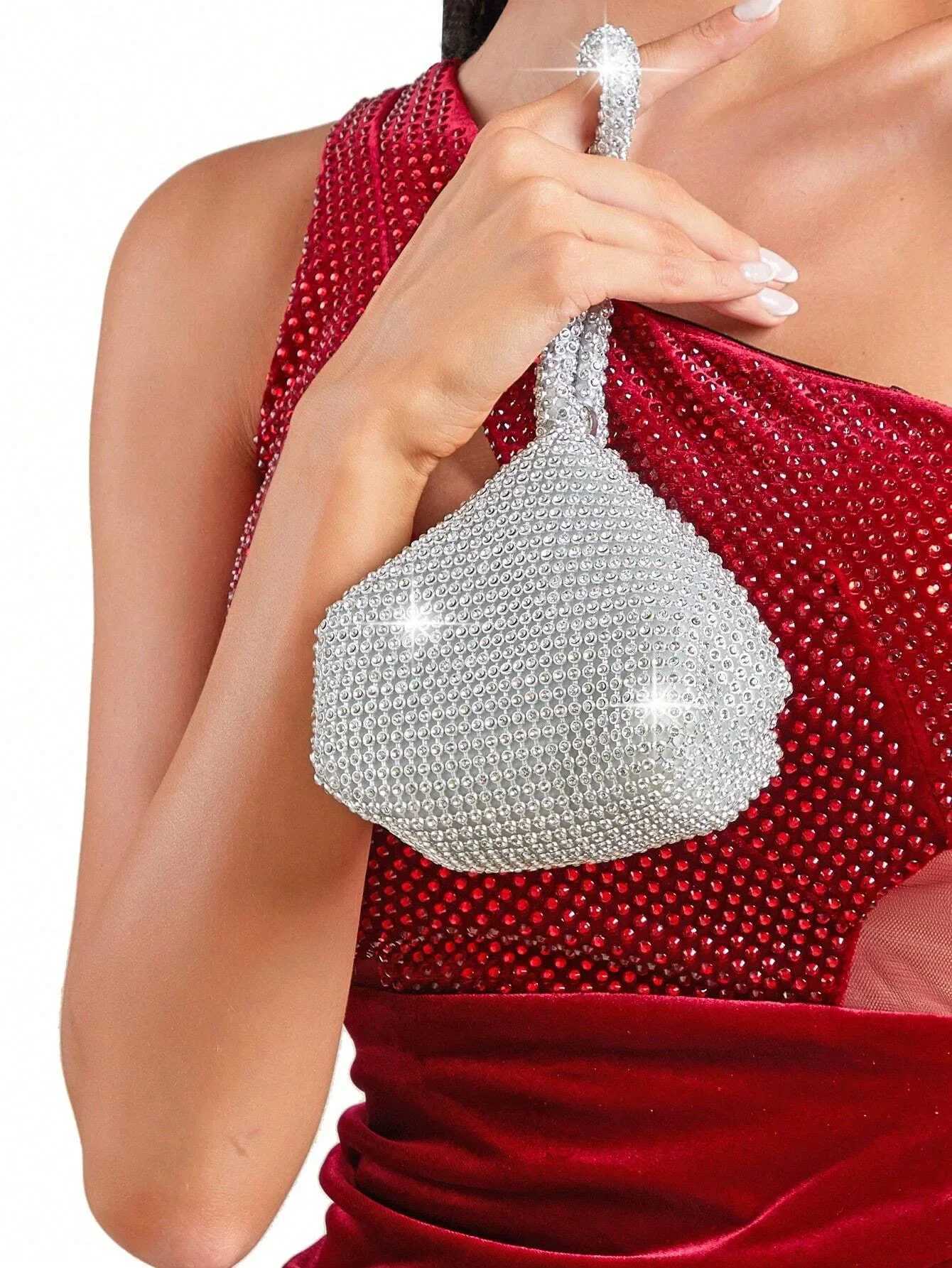 Sparkling Silver Women Mini Evening Clutch Wristlets Bag Ladies Party Wedding Bag Female Crystal Shiny Handbag and Purse K251121