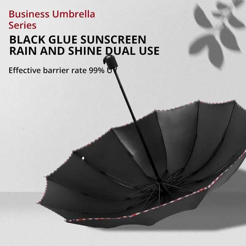 Folding Umbrella Ten Bones Bumper Wind-resistant Rainproof Cloth Sunny Rainy Dualuse Universal Double Business UmbrellaM251122