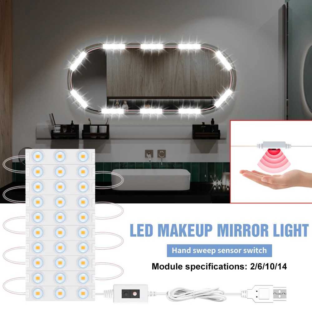 LED Vanity Mirror Lights Dressing Table Lamp Hand Sweep Sensor Dimmable Wall Lamps Home Room Bedroom Bathroom Mirrors Decoration M251122