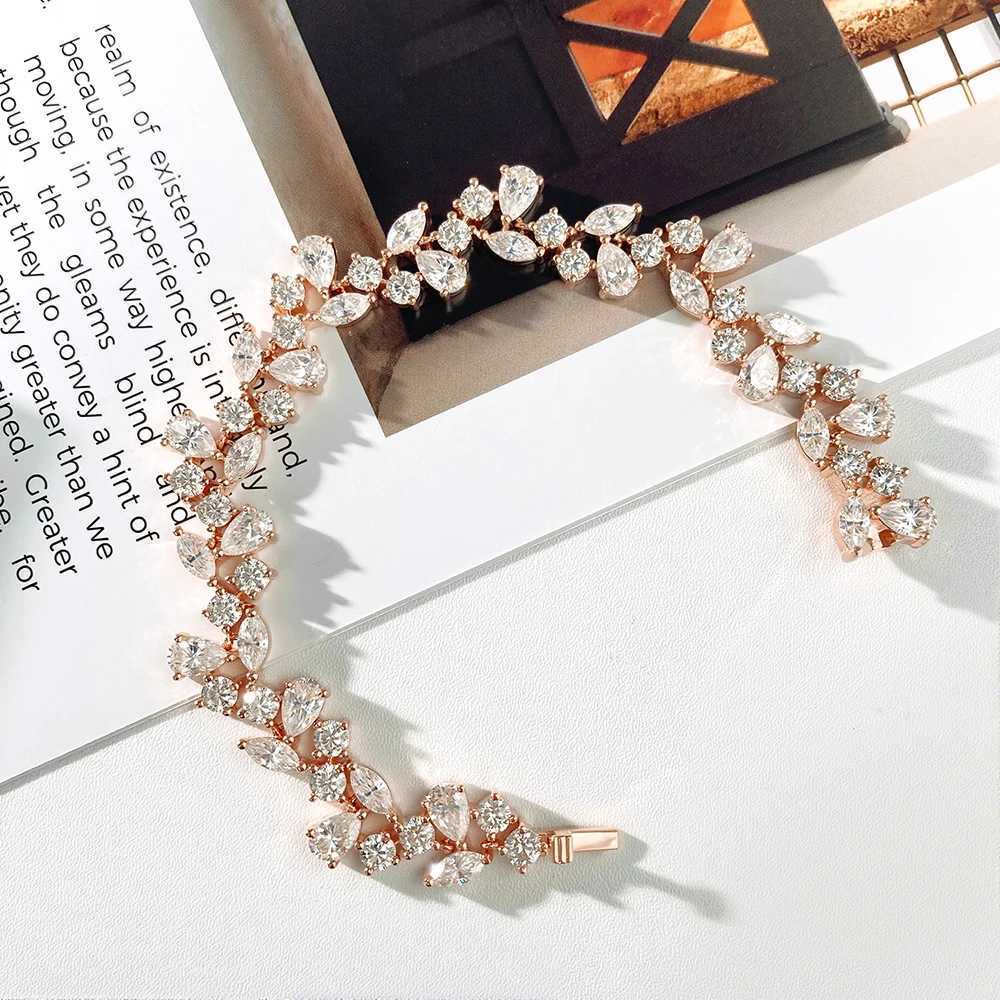 Serenity Pear/Marquise All Moissanite Tennis Bracelet for Women Gift Solid s925 Silver Sparkling Lab Diamond Hand Chain Jewelry J251122