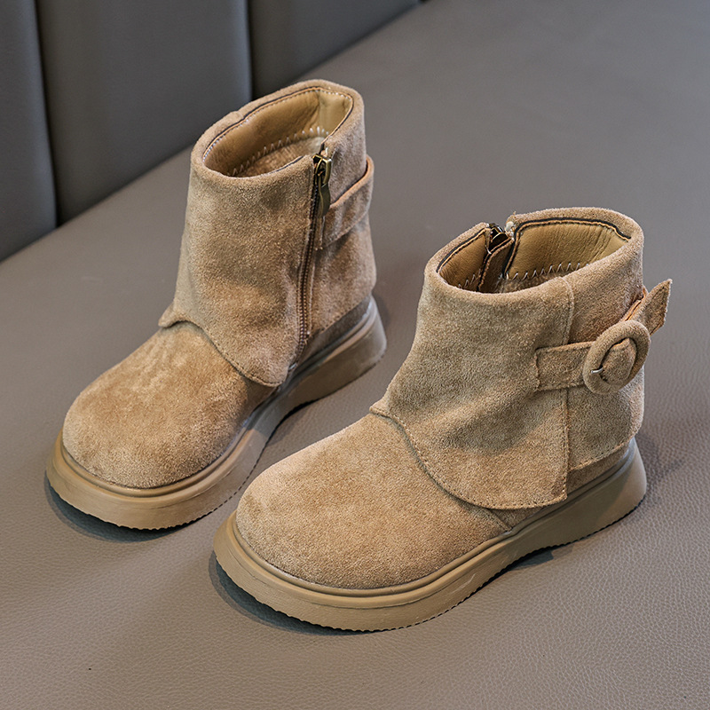 New designer shoes Autumn Winter New Suede Children s Ankle Boots Retro Fleece Lined Warm British Style Girls Fashion Martin Boots