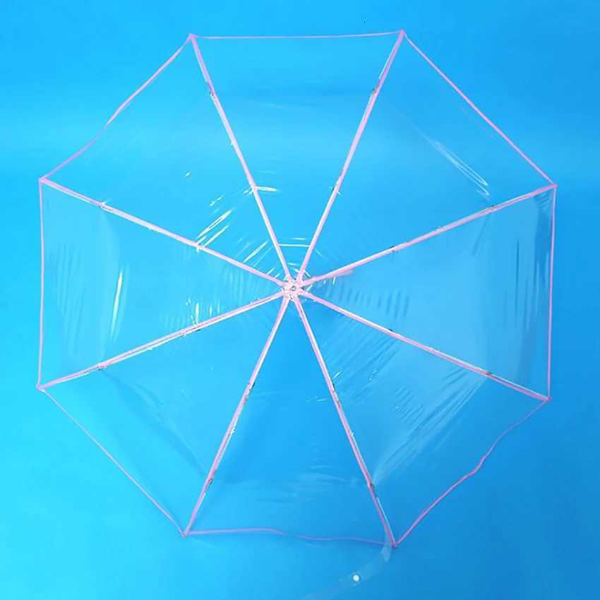 Transparent Windproof Umbrella for Women Fully Automatic Clear Folding Rain Umbrella Female Foldable ParasolM251122