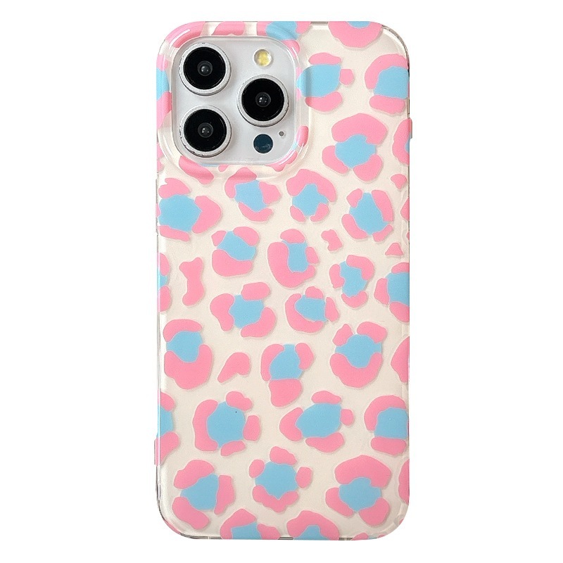 Pink Green Leopard Print Phone Case Compatible with iPhone 17 Pro Max, Fashionable Protective Case
