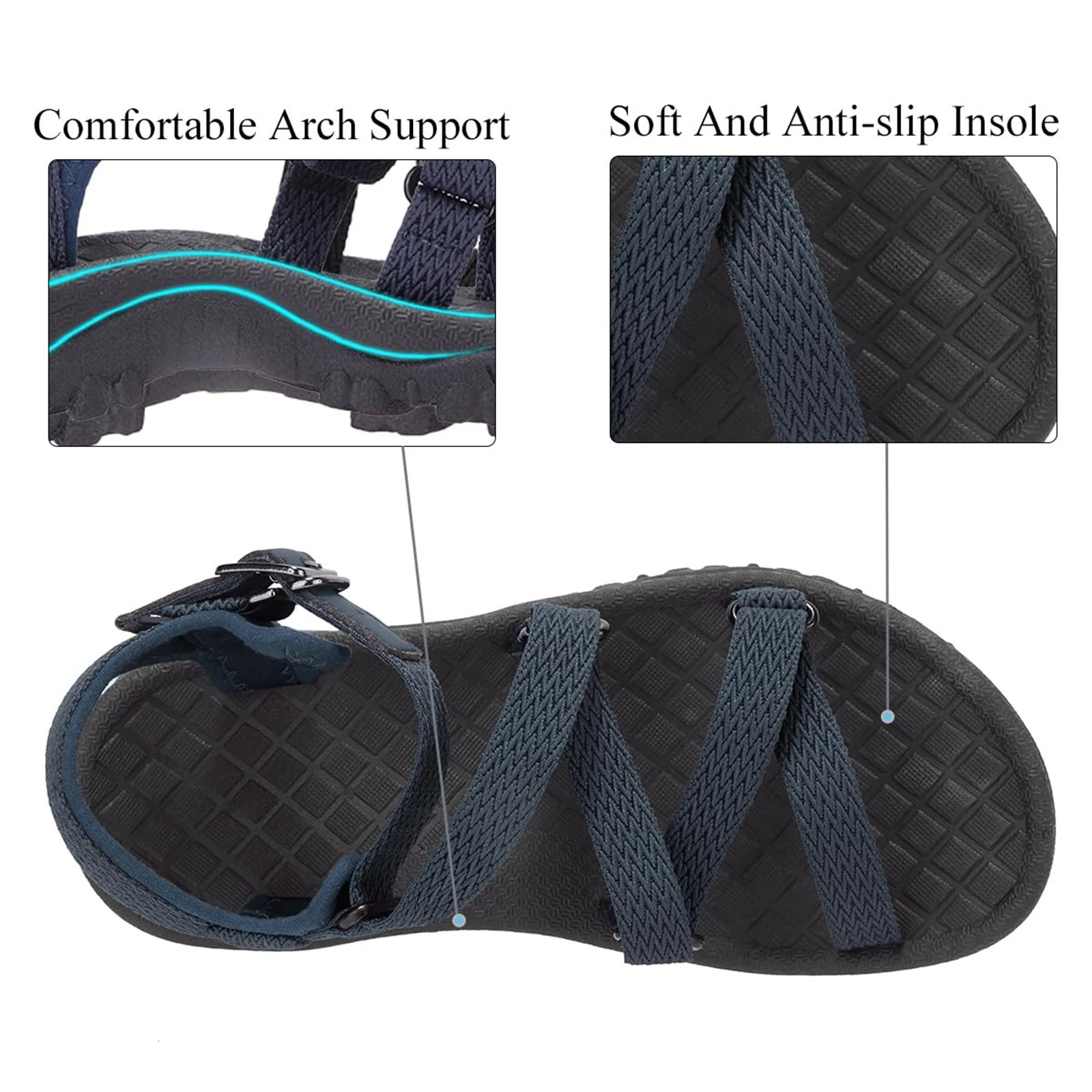 Golden satin womens arch support sandals waterproof hiking water beach adjustable lightweight sports 250421BJ - view 3
