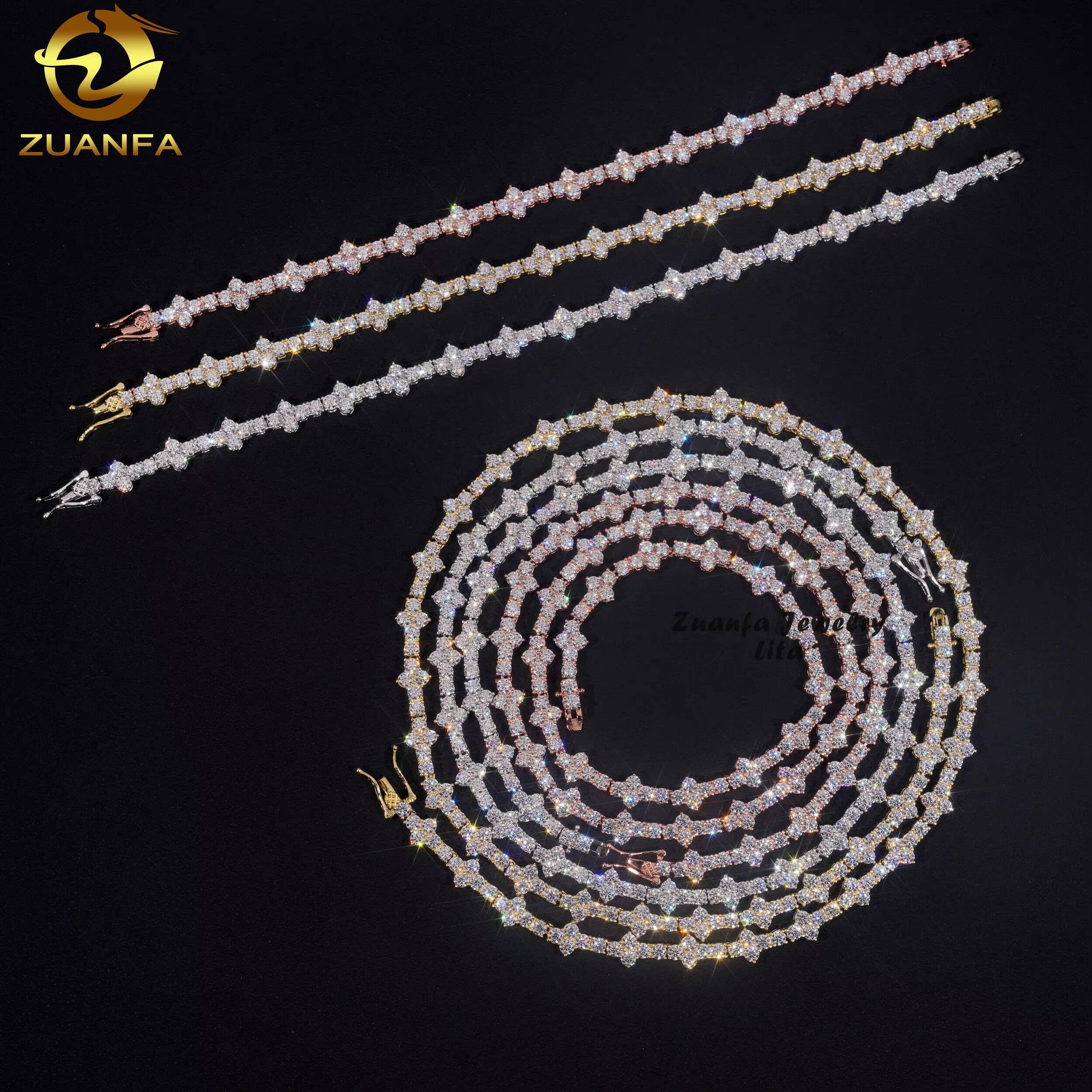 Hot Sale 925 Silver Pass Diamond Tester Gold Plated 3mm Cross VVS Moissanite Tennis Chain